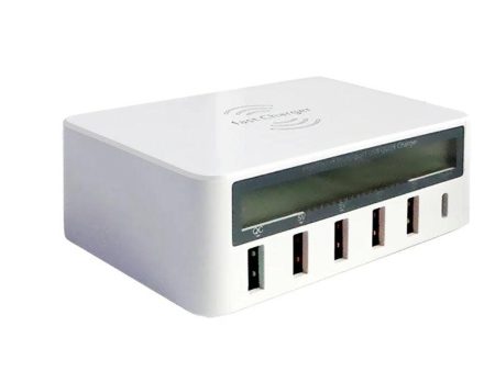 5 USB-A 1 Type-C Port Multiport LCD Display USB Charger Station 3.0 on Sale